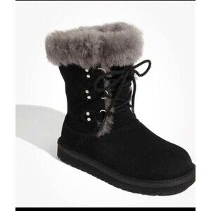 Ugg Kids Sophy Black Boots Size 10 Warm Winter Shearling